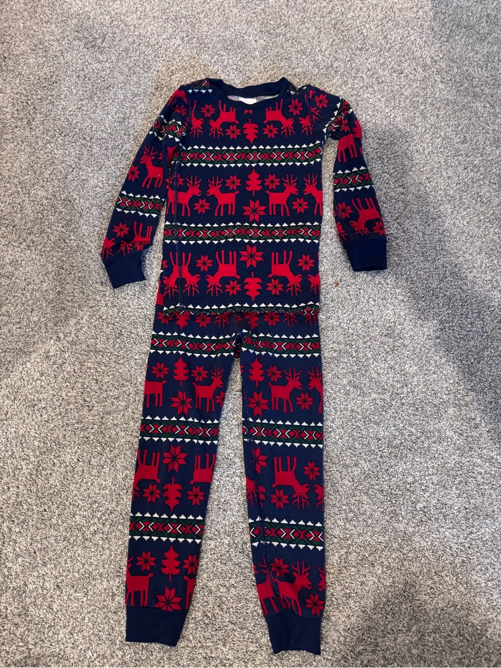 Hanna Andersson Navy and Red Reindeer Holiday Pajama Set